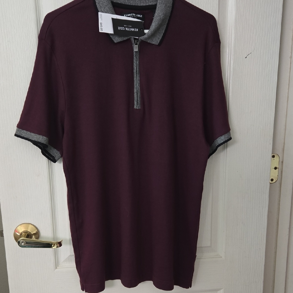 Kenneth Cole Maroon Polo with Charcoal Details